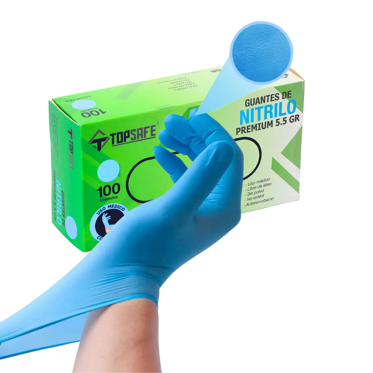 Guantes De Nitrilo Premium 5.5 Grs. Azul x 100 Unidades
