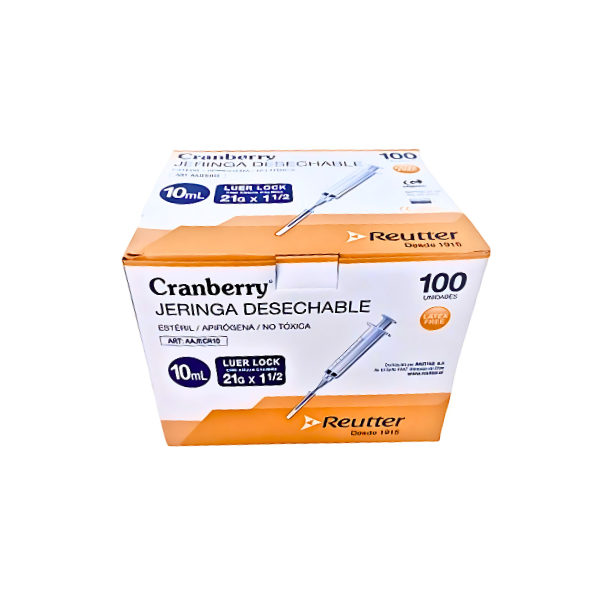 Jeringa Desechable Luer Lock 10 ml Caja x 100 Unidades
