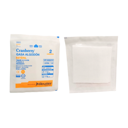 Gasa Algodón Estéril 10x10 Caja 50 Sobres - Cranberry