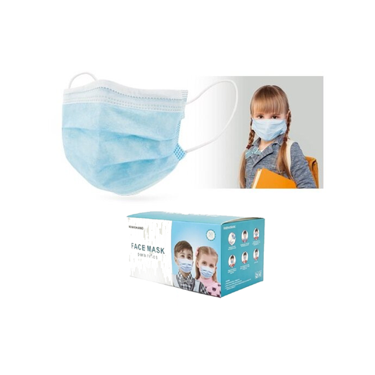 Mascarilla 3 pliegues niños Celeste - 50 unidades